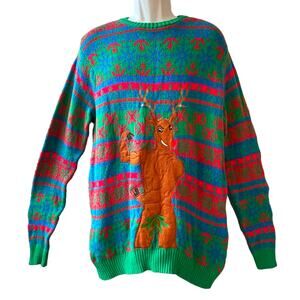 Blizzard Bay NUDE-olph the Body Builder Reindeer Ugly Christmas Sweater Size Med